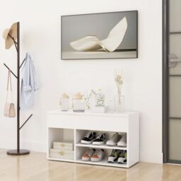 Berkfield Home Shoe Bench White 80x30x45 cm Engineered Wood - Size: 80 x 30 x 45 cm