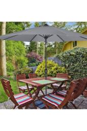 Living and Home Patio Umbrella 3M Large Traditional Parasol with Resin Base in Dark Grey - thumbnail 3