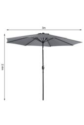 Living and Home Patio Umbrella 3M Large Traditional Parasol with Resin Base in Dark Grey - thumbnail 6