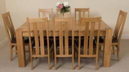 Thats Furniture Kuba 180 x 90 cm Chunky Oak Dining Table & 8 Princeton Chairs in Brown - thumbnail 2