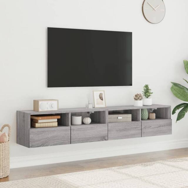 Berkfield Home TV Wall Cabinets 2 pcs Grey Sonoma 80x30x30 cm Engineered Wood - Size: 80 x 30 x 30 cm - image 1