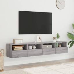 Berkfield Home TV Wall Cabinets 2 pcs Grey Sonoma 80x30x30 cm Engineered Wood - Size: 80 x 30 x 30 cm - thumbnail 1