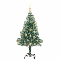 Berkfield Home Artificial Christmas Tree Snow Flocked with LED Light 120 cm in Green - thumbnail 4