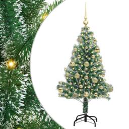 Berkfield Home Artificial Christmas Tree Snow Flocked with LED Light 120 cm in Green - thumbnail 2