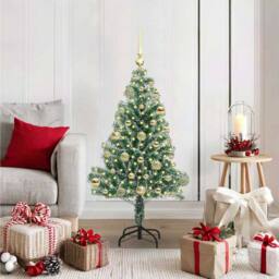 Berkfield Home Artificial Christmas Tree Snow Flocked with LED Light 120 cm in Green - thumbnail 1