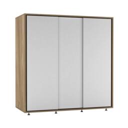 FORGEVIO Wardrobe Bedroom Storage Closet Hanging Rail Oak with White Doors in Light Oak - Size: 0.6m2 - thumbnail 1