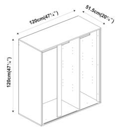 FORGEVIO Wardrobe Bedroom Storage Closet Hanging Rail Oak with White Doors in Light Oak - Size: 0.6m2 - thumbnail 2