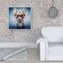 "Warren Reed - Designer Splashart Doormouse With Glasses Framed Canvas in Off-White - Size: W30"" x H30""" - thumbnail 2