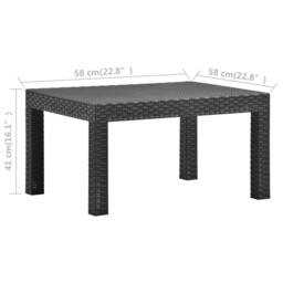 Berkfield Home Garden Table Anthracite 58x58x41 cm PP Rattan in Dark Grey - Size: 58 x 58 x 41 cm - thumbnail 6
