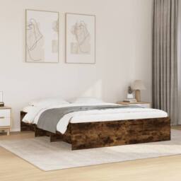 Berkfield Home Bed Frame without Mattress Smoked Oak 160x200 cm Engineered Wood in Brown - thumbnail 2