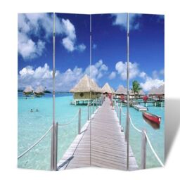 Berkfield Home Folding Room Divider 160x170 cm Beach - thumbnail 1