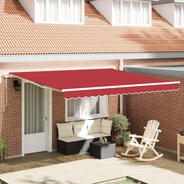 Berkfield Home Manual Retractable Awning Marine Blue 400x300 cm in Red - image 1