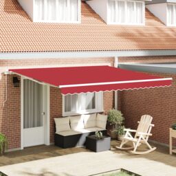 Berkfield Home Manual Retractable Awning Marine Blue 400x300 cm in Red