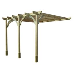 Rutland County Garden Furniture Ltd Wall Mounted Premium Pergola 3 Posts, L300 x W660 x H270 cm, Brown in Green - thumbnail 1