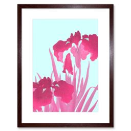 "Artery8 Wall Art Print Ohara Koson Pink Iris Flowers Art Black Framed 9x7 inch in Brown - Size: W7"" x H9""" - thumbnail 1