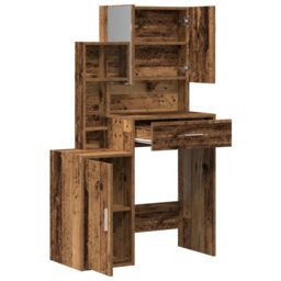 Berkfield Home Dressing Table with Mirror&LED Lights Old Wood Engineered Wood in Brown - thumbnail 5