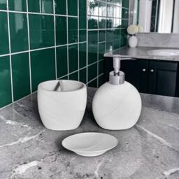 Showerdrape Ripple Textured 3 Piece Bathroom Accessory Set in White