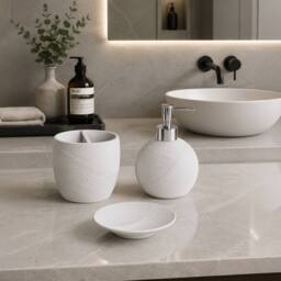 Showerdrape Ripple Textured 3 Piece Bathroom Accessory Set in White - thumbnail 8