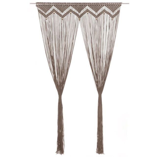 Berkfield Home Macrame Curtain Taupe 140x240 cm Cotton - image 1