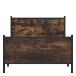 Berkfield Home Metal Bed Frame without Mattress Smoked Oak 100x200 cm in Brown - thumbnail 5