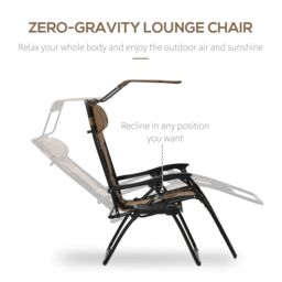 OUTSUNNY Zero Gravity Lounger Chair, Folding Camping Reclining Chair in Brown - Size: 1 Pack - thumbnail 4