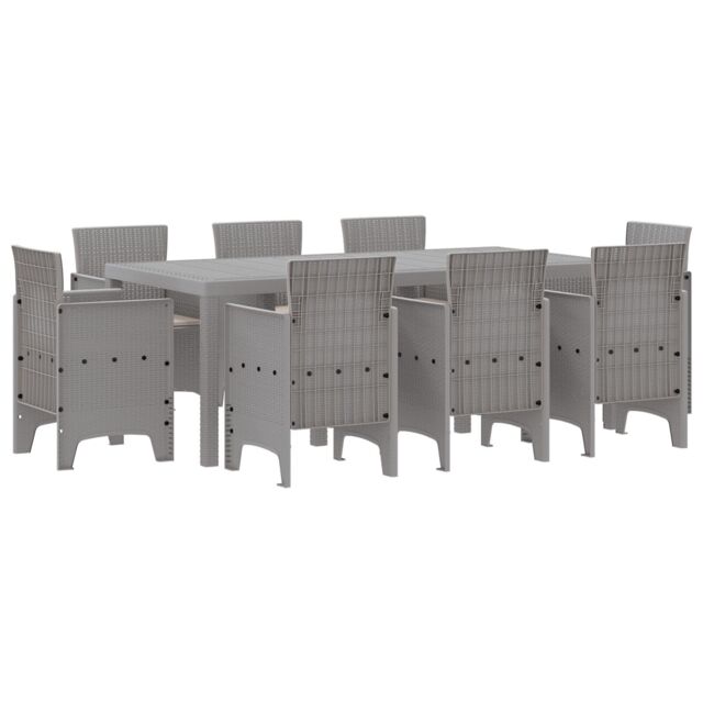Berkfield Home 9 Piece Garden Dining Set with Cushions Light Grey Poly Rattan - image 1