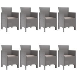 Berkfield Home 9 Piece Garden Dining Set with Cushions Light Grey Poly Rattan - thumbnail 4