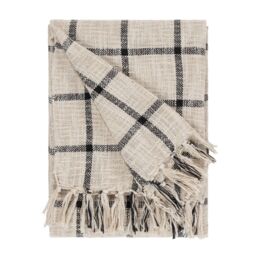Yard Beni Slub Cotton Check Throw in Off-White - Size: 130 cm x 180 cm