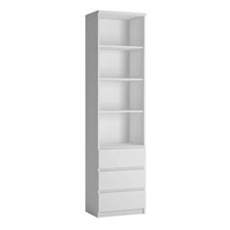 Wyld Haus Hemingway White Tall Narrow Bookcase with 3 Drawers - thumbnail 2