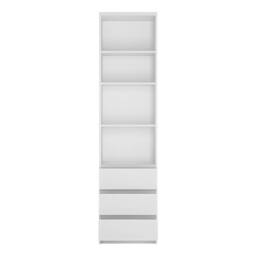 Wyld Haus Hemingway White Tall Narrow Bookcase with 3 Drawers - thumbnail 3