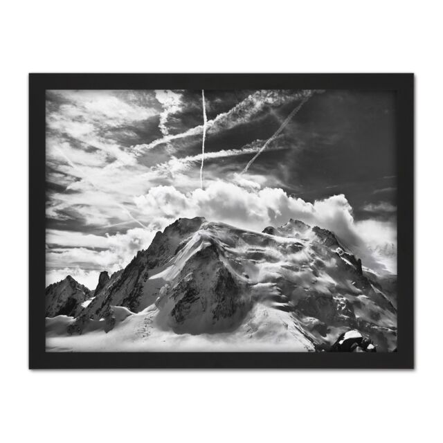 "Artery8 Wall Art Print Buisse Mont Blanc Tacul Mountain Summit Photo Large Framed Wall Décor Art in Light Oak - Size: W18"" x H24""" - image 1