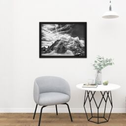 "Artery8 Wall Art Print Buisse Mont Blanc Tacul Mountain Summit Photo Large Framed Wall Décor Art in Light Oak - Size: W18"" x H24""" - thumbnail 2