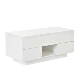 KORVIXA High Gloss LED Lift Top Coffee Table in White - Size: 100 cm x 100 cm - thumbnail 1