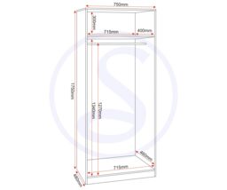 Seconique Dakotia 2 Door Wardrobe in Dark Grey - thumbnail 7