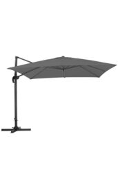 H&O Direct 3m x 3m Dark Grey Square Rotating Outdoor Cantilever Parasol - thumbnail 2