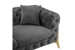 Home Detail Jaguar 2 Seater Sofa Chesterfield Design Velvet Fabric in Dark Grey - thumbnail 5