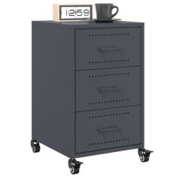 Berkfield Home Bedside Cabinet Anthracite 36x39x59 cm Steel in Charcoal - Size: 36 x 39 x 59 cm - thumbnail 4