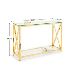 Cheshire Monaco Console Table in Glass & Gold - thumbnail 6