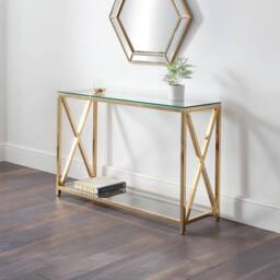 Cheshire Monaco Console Table in Glass & Gold - thumbnail 2