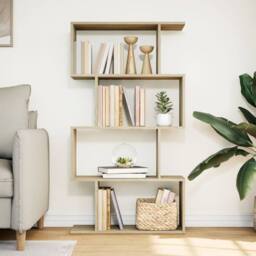 Berkfield Home Room Divider Bookcase 4-Tier Sonoma Oak 70x24x129 cm Engineered Wood in Light Oak - Size: 70 x 24 x 129 cm - thumbnail 3