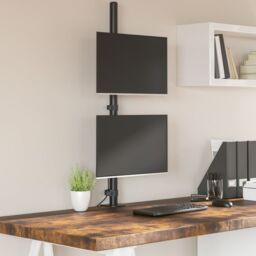 Berkfield Home Dual Monitor Stand Black Steel VESA 75/100 mm - thumbnail 1