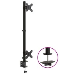 Berkfield Home Dual Monitor Stand Black Steel VESA 75/100 mm - thumbnail 2