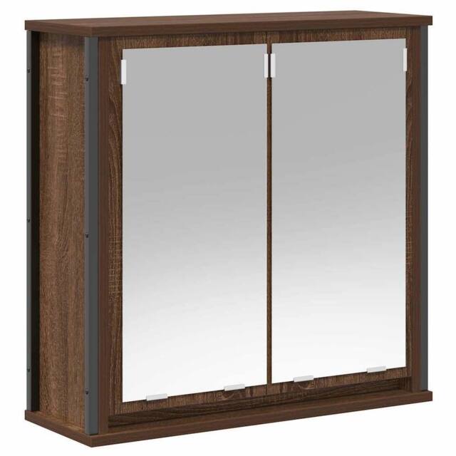 Berkfield Home Bathroom Wall Cabinet with Mirror Brown Oak 60x21x60 cm - Size: 60 x 21 x 60 cm - image 1