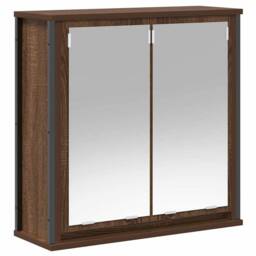 Berkfield Home Bathroom Wall Cabinet with Mirror Brown Oak 60x21x60 cm - Size: 60 x 21 x 60 cm - thumbnail 1