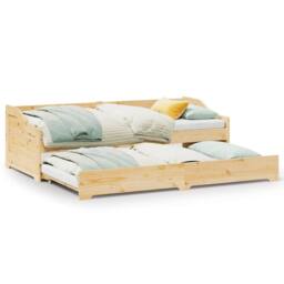 Berkfield Home Stylish Daybed with Trundle without Mattress IRUN 90x200 cm in Natural - thumbnail 3