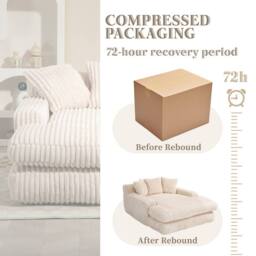 Direct Wicker Oversized Upholstered Soft Chaise Lounge Sofa with 2 Throw Pillows in Beige - Size: 1 Pack - thumbnail 7