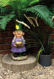 St Helens Female Gnome with Egg Basket in Purple - thumbnail 2