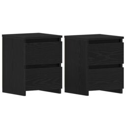 Berkfield Home Bedside Cabinets with Drawers 2 pcs Black Oak 30x30x40 cm - Size: 30 x 30 x 40 cm - thumbnail 2