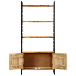 Berkfield Home 4-Tier Bookcase 80x30x180 cm Rough Mango Wood in Brown - Size: 80 x 30 x 180 cm - thumbnail 3