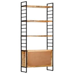 Berkfield Home 4-Tier Bookcase 80x30x180 cm Rough Mango Wood in Brown - Size: 80 x 30 x 180 cm - thumbnail 4